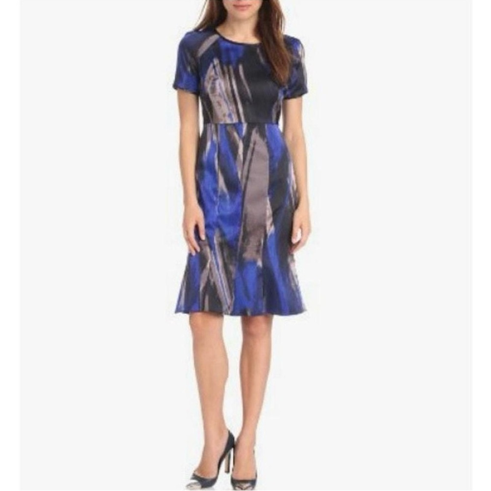 T Tahari Zahara dress in brilliant blues, excellent condition, S 10, beautiful!
